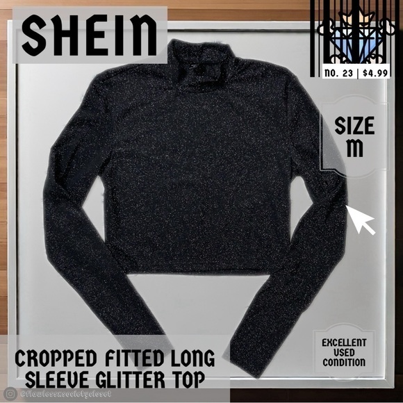 SHEIN MEN MOCK NECK LONG SLEEVE GLITTER CROPPED SHIRT SIZE MEDIUM FITTED - Picture 3 of 7